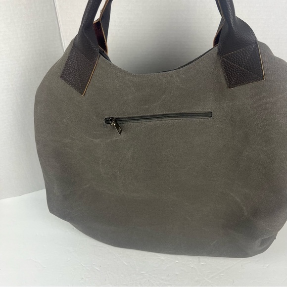 Grace Callie designs GENOVA bag in army green canvas w/leather trim-EUC - Picture 7 of 16